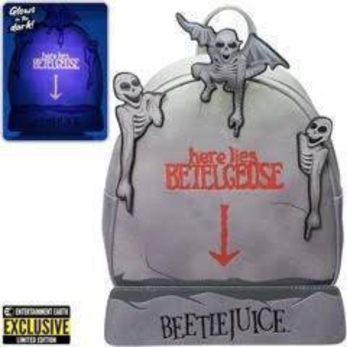 Loungefly Beetlejuice Tombstone Beetlegeuse Glow-in-the-Dark Mini Backpack Excl. Coming Soon: Beetlejuice Carousel Hat Light Up Cosplay  main image 3