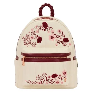 Loungefly - Cream & Red Floral Mid-Size Backpack