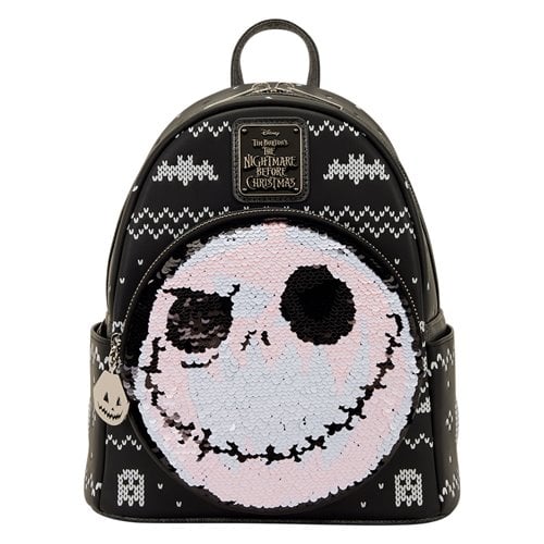 Loungefly - The Nightmare Before Christmas Jack Skellington Reversible Sequin Mini-Backpack - Image 2