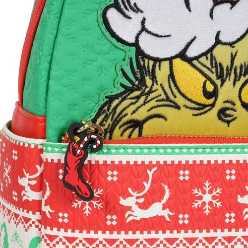 Loungefly - How the Grinch Stole Christmas Grinch Christmas Sweater Mini-Backpack - Entertainment Earth Exclusive - Image 4