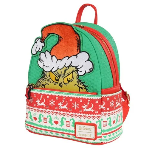 Loungefly - How the Grinch Stole Christmas Grinch Christmas Sweater Mini-Backpack - Entertainment Earth Exclusive - Image 2