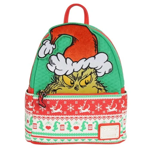 Loungefly - How the Grinch Stole Christmas Grinch Christmas Sweater Mini-Backpack - Entertainment Earth Exclusive